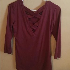 Maroon V Neck Top